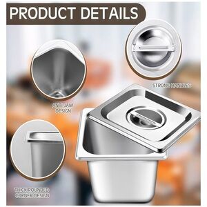 2 Stainless steel metal box pan with lid for countertop food storage or compost